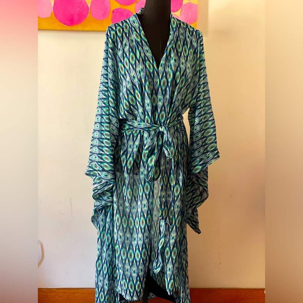 Sorabyrd/Intermix Sarong / Kimono Printed belted Maxi - One Size mint